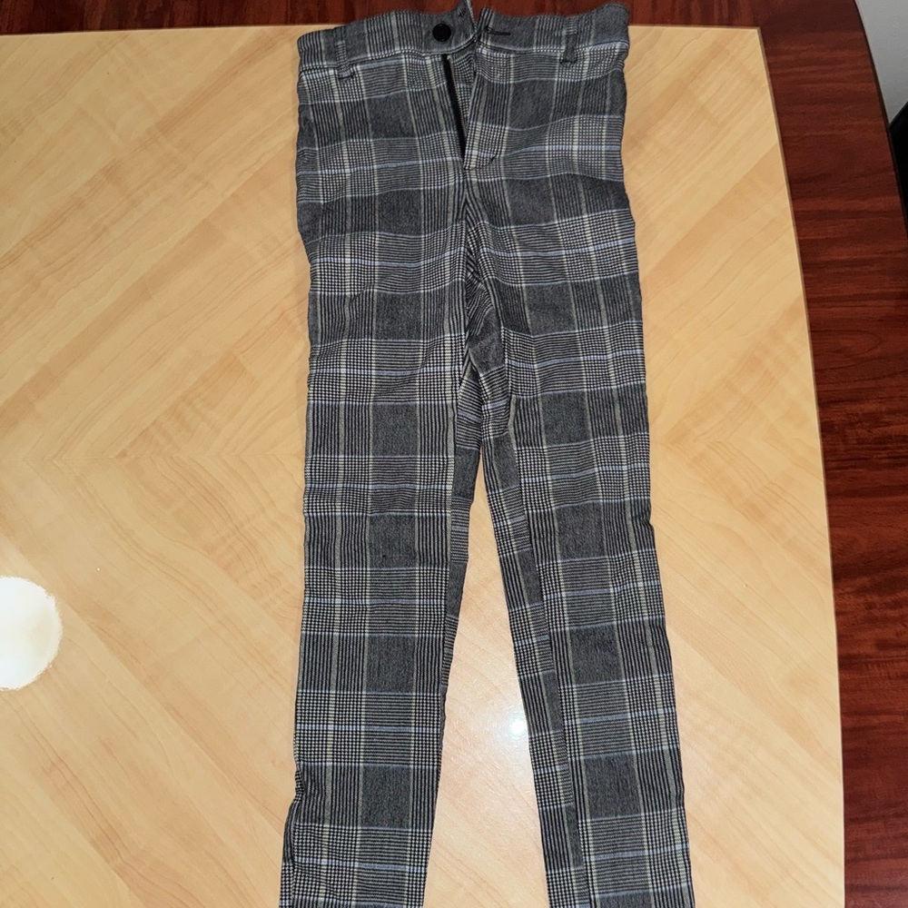 Plaid High-Waisted Pants